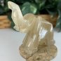 Onyx Calcite Elephant Figurine Hand Carved Stone Zoo Safari Animal Carving 2.5"