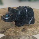 Vintage Native American Zuni Carved Bear Fetish Bead Turquoise Eyes Drilled .8"
