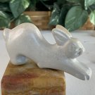 Large Soapstone Carved Rabbit Figurine Stone Bunny Carving Animal Figure Pet 4”