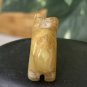 Antique Chinese Yellow Jade Rat Pendant Bead Hand Carved Animal Carving 1.1"x .5