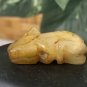 Antique Chinese Yellow Jade Rat Pendant Bead Hand Carved Animal Carving 1.1"x .5