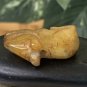 Antique Chinese Yellow Jade Rat Pendant Bead Hand Carved Animal Carving 1.1"x .5