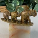 Soapstone Elephant Family Figurine Sculpture Carving Animal Incense Holder 4.5" Soapstone Elephant Family Figurine Sculpture Carving Animal Incense Holder 4.5"
