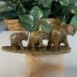 Soapstone Elephant Family Figurine Sculpture Carving Animal Incense Holder 4.5"