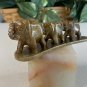 Soapstone Elephant Family Figurine Sculpture Carving Animal Incense Holder 4.5"