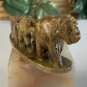 Soapstone Elephant Family Figurine Sculpture Carving Animal Incense Holder 4.5"