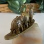 Soapstone Elephant Family Figurine Sculpture Carving Animal Incense Holder 4.5"