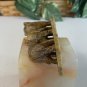 Soapstone Elephant Family Figurine Sculpture Carving Animal Incense Holder 4.5"