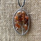 Carnelian Crystal Tree of Life Pendant Necklace Wire Wrapped Chakra Healing 20"
