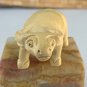 Vintage Hand Carved Boxwood Netsuke Animal Figurine Wood Carving Buffalo Ox 3.5"