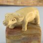 Vintage Hand Carved Boxwood Netsuke Animal Figurine Wood Carving Buffalo Ox 3.5"