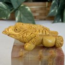 Hand Carved Boxwood Netsuke Figurine Carving Three Legged Frog Wood Animal 3"