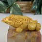 Hand Carved Boxwood Netsuke Figurine Carving Three Legged Frog Wood Animal 3"
