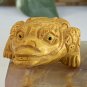 Hand Carved Boxwood Netsuke Figurine Carving Three Legged Frog Wood Animal 3"