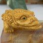 Hand Carved Boxwood Netsuke Figurine Carving Three Legged Frog Wood Animal 3"