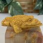 Hand Carved Boxwood Netsuke Figurine Carving Three Legged Frog Wood Animal 3"
