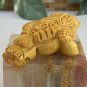 Hand Carved Boxwood Netsuke Figurine Carving Three Legged Frog Wood Animal 3"