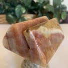 Vintage Onyx Calcite Card Holder Office Desk Accessory Banded Red & Pink 3.2" Vintage Onyx Calcite Card Holder Office Desk Accessory Banded Red & Pink 3.2"