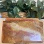 Vintage Onyx Calcite Card Holder Office Desk Accessory Banded Red & Pink 3.2"