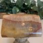 Vintage Onyx Calcite Card Holder Office Desk Accessory Banded Red & Pink 3.2"