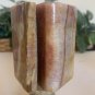 Vintage Onyx Calcite Card Holder Office Desk Accessory Banded Red & Pink 3.2"