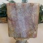 Vintage Onyx Calcite Card Holder Office Desk Accessory Banded Red & Pink 3.2"