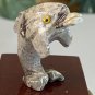 Miniature DOLPHIN Stone Carving Mini Figurine Grey Steatite Soapstone Animal 1.5