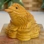Vintage Boxwood Money Frog Netsuke Animal Figurine Hand Carved Wooden Figure 2"