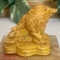 Vintage Boxwood Money Frog Netsuke Animal Figurine Hand Carved Wooden Figure 2"