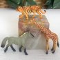 3 Zoo Wild Animals Figurines Hard Composite Plastic Toy Figure Tiger Giraffe Lot