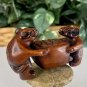 Vintage Boxwood Netsuke Two Rats Sitting at a Table Carved Wood Animal Figurine