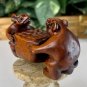 Vintage Boxwood Netsuke Two Rats Sitting at a Table Carved Wood Animal Figurine