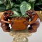 Vintage Boxwood Netsuke Two Rats Sitting at a Table Carved Wood Animal Figurine