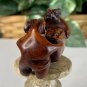 Vintage Boxwood Netsuke Two Rats Sitting at a Table Carved Wood Animal Figurine