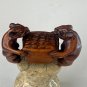 Vintage Boxwood Netsuke Two Rats Sitting at a Table Carved Wood Animal Figurine