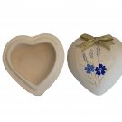 Heart Shaped Trinket Box Bisque Porcelain Hand Painted Blue Flowers VTG 2"x2 Heart Shaped Trinket Box Bisque Porcelain Hand Painted Blue Flowers VTG 2"x2
