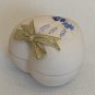 Heart Shaped Trinket Box Bisque Porcelain Hand Painted Blue Flowers VTG  2"x2