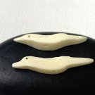 2 Bone Carved Bird Fetish Beads Drilled Native American Animal Vintage Bead 1.2”