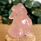Antique Hand Carved Rose Quartz Buddha Daikokuten Seven Lucky Gods Figurine 2"