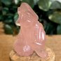 Antique Hand Carved Rose Quartz Buddha Daikokuten Seven Lucky Gods Figurine 2"