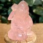 Antique Hand Carved Rose Quartz Buddha Daikokuten Seven Lucky Gods Figurine 2"