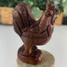 Vintage Hand Carved Rooster Boxwood Netsuke Animal Figurine Wood Carving Figure