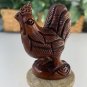 Vintage Hand Carved Rooster Boxwood Netsuke Animal Figurine Wood Carving Figure