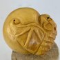 Boxwood Carved Pi Xiu Ball Netsuke Statue Chinese Wealth Amulet Pendant Decor