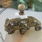 Leopard Skin Jasper  Leopard Cat Pendant Necklace Chinese Feng Shui Coin 28" VTG