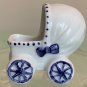 Ceramic Baby Buggy Carriage Planter Stroller Pram Newborn Boy Gift Vintage 2.25"
