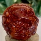 Chinese Red Faux Amber Carved Zodiac Ball 12 Animals Horse Rat Monkey Ram 1.8"