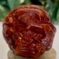 Chinese Red Faux Amber Carved Zodiac Ball 12 Animals Horse Rat Monkey Ram 1.8"