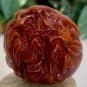 Chinese Red Faux Amber Carved Zodiac Ball 12 Animals Horse Rat Monkey Ram 1.8"