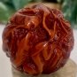 Chinese Red Faux Amber Carved Zodiac Ball 12 Animals Horse Rat Monkey Ram 1.8"